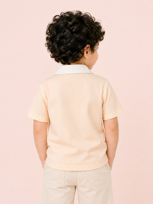Boys Peach Soft Cotton T-Shirt Casual Fashion Kids Wear BloomUp