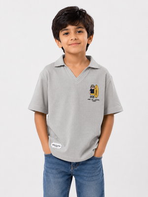 Boys Grey Polo Shirt With Soft Cotton T-Shirt BloomUp