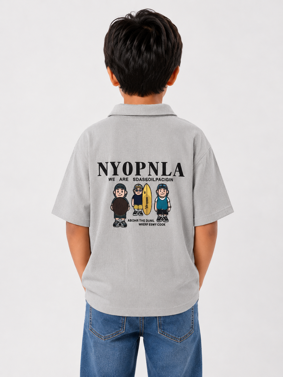 Boys Grey Polo Shirt With Soft Cotton T-Shirt BloomUp
