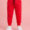 Red Printed Jogger Pants for Boys – Soft Cotton Elastic Waist Casual Track Pants