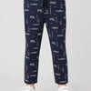 Navy Blue Printed Jogger Pants for Boys – Soft Cotton Elastic Waist Casual Track Pants