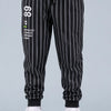 Black Pinstripe Jogger Pants for Boys – Soft Cotton Elastic Waist Casual Track Pants