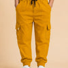 Mustard Yellow Cargo Jogger Pants for Boys – Soft Cotton Elastic Waist Utility Trousers
