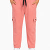 Coral Pink Cargo Jogger Pants for Girls – Soft Cotton Elastic Waist Casual Utility Trousers