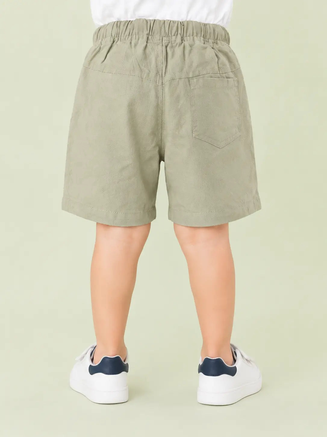 BloomUp Stone Beige Contrast Stripe Shorts for Boys – Soft Cotton Casual Summer Shorts