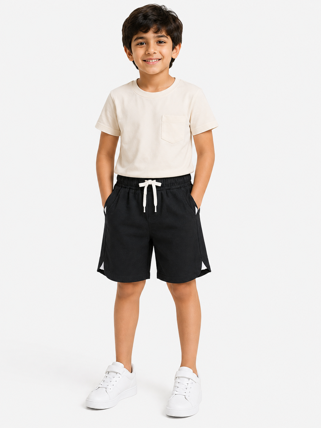 Boys Black Pull On Shorts Soft Cotton Bottom Wear BloomUp