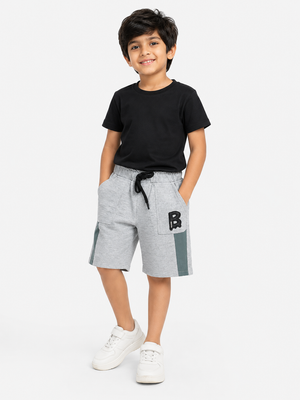 Boys Grey Melange Sweat Shorts Soft Cotton Bottom Wear BloomUp