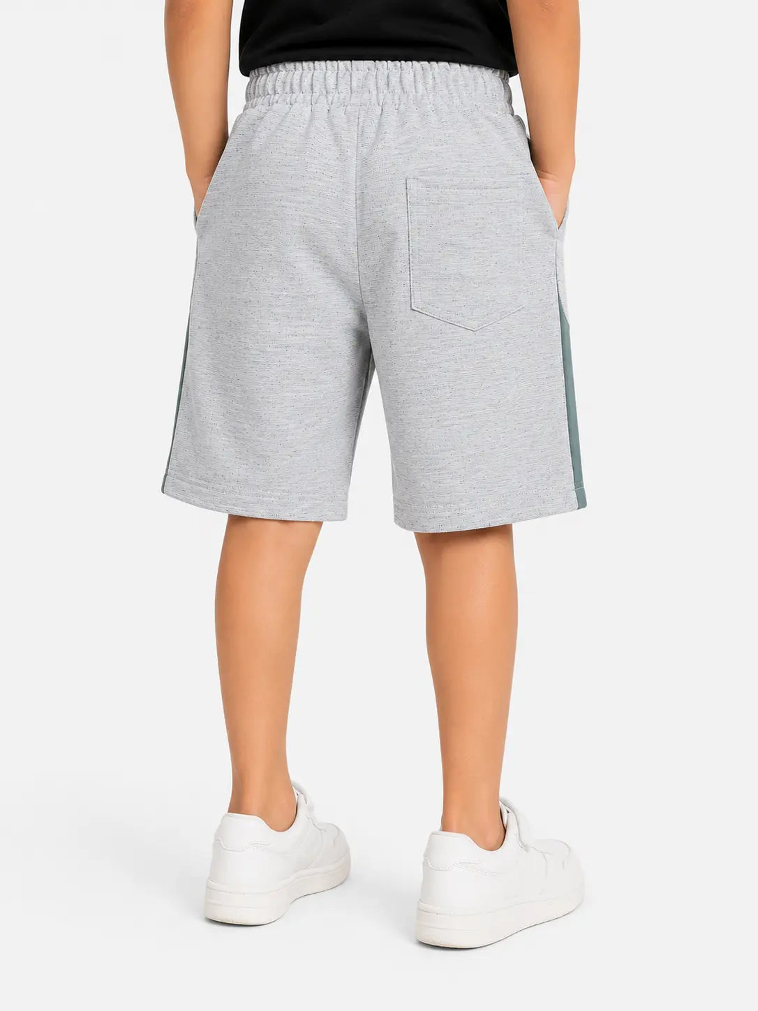 BloomUp Light Grey Utility Shorts for Boys – Soft Cotton Cargo Style Summer Shorts