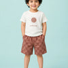 White Cool Sun Graphic T-Shirt & Brown Checkered Shorts Co-ord Set for Boys – Soft Cotton Summer Outfit