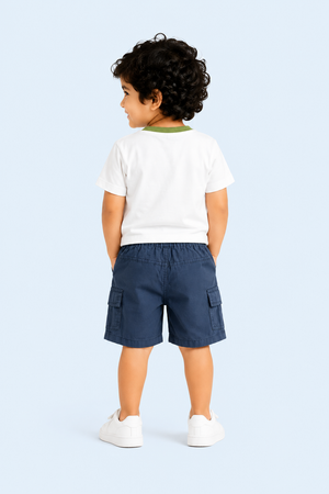 White Have Fun Green Crab Graphic T-Shirt & Navy Shorts Set for Toddlers – Soft Cotton Summer Wear BloomUp