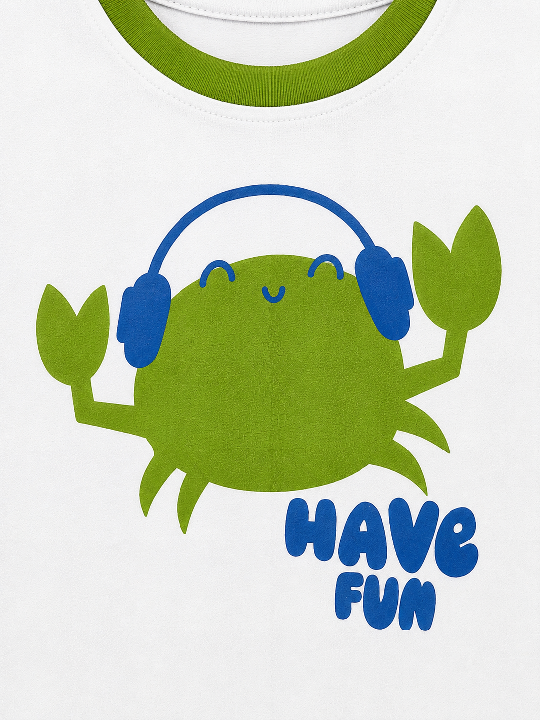 White Have Fun Green Crab Graphic T-Shirt & Navy Shorts Set for Toddlers – Soft Cotton Summer Wear BloomUp