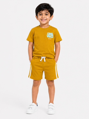 Boys Mustard Soft Cotton Sets Casual Fashion Kids Wear BloomUp