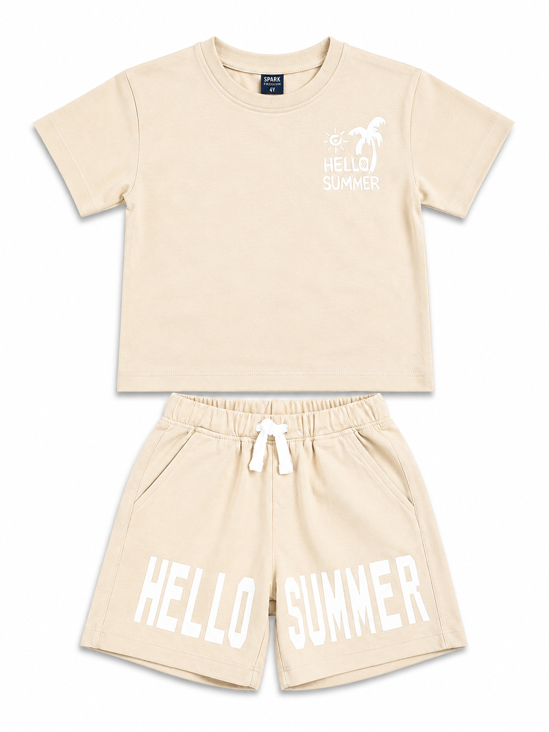 Beige Comfort Fit Boys  Soft Cotton Clothing Set BloomUp