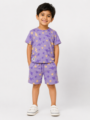 Lilac Casual Summer Boys  Soft Cotton Clothing Set BloomUp