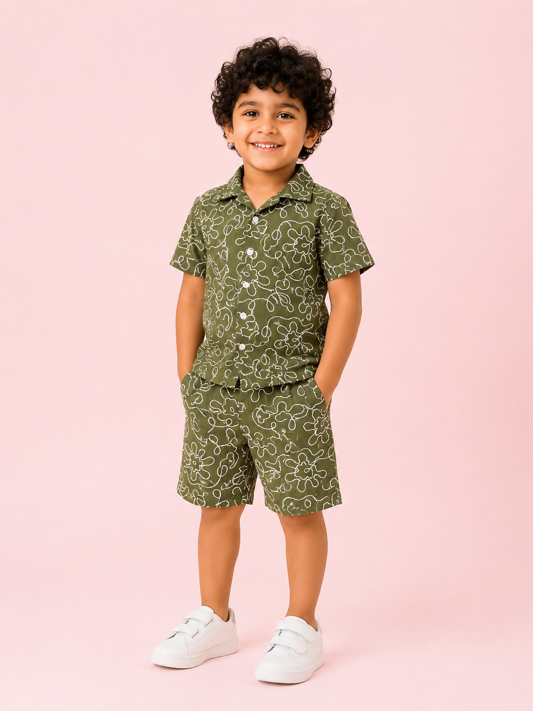 Olive Trendy Daily Wear Boys Soft Cotton Clothing Set BloomUp