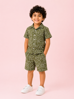 Olive Trendy Daily Wear Boys Soft Cotton Clothing Set BloomUp