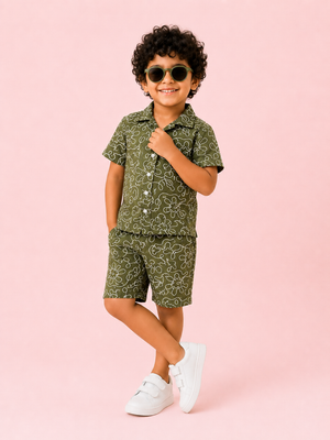 Olive Trendy Daily Wear Boys Soft Cotton Clothing Set BloomUp
