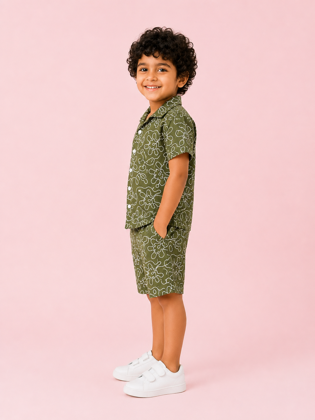 Olive Trendy Daily Wear Boys Soft Cotton Clothing Set BloomUp