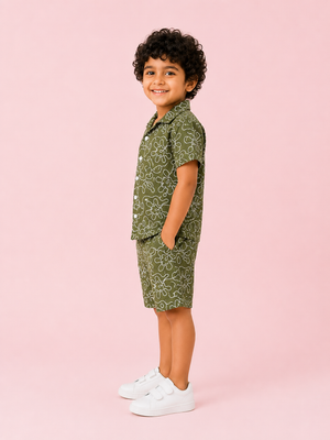 Olive Trendy Daily Wear Boys Soft Cotton Clothing Set BloomUp