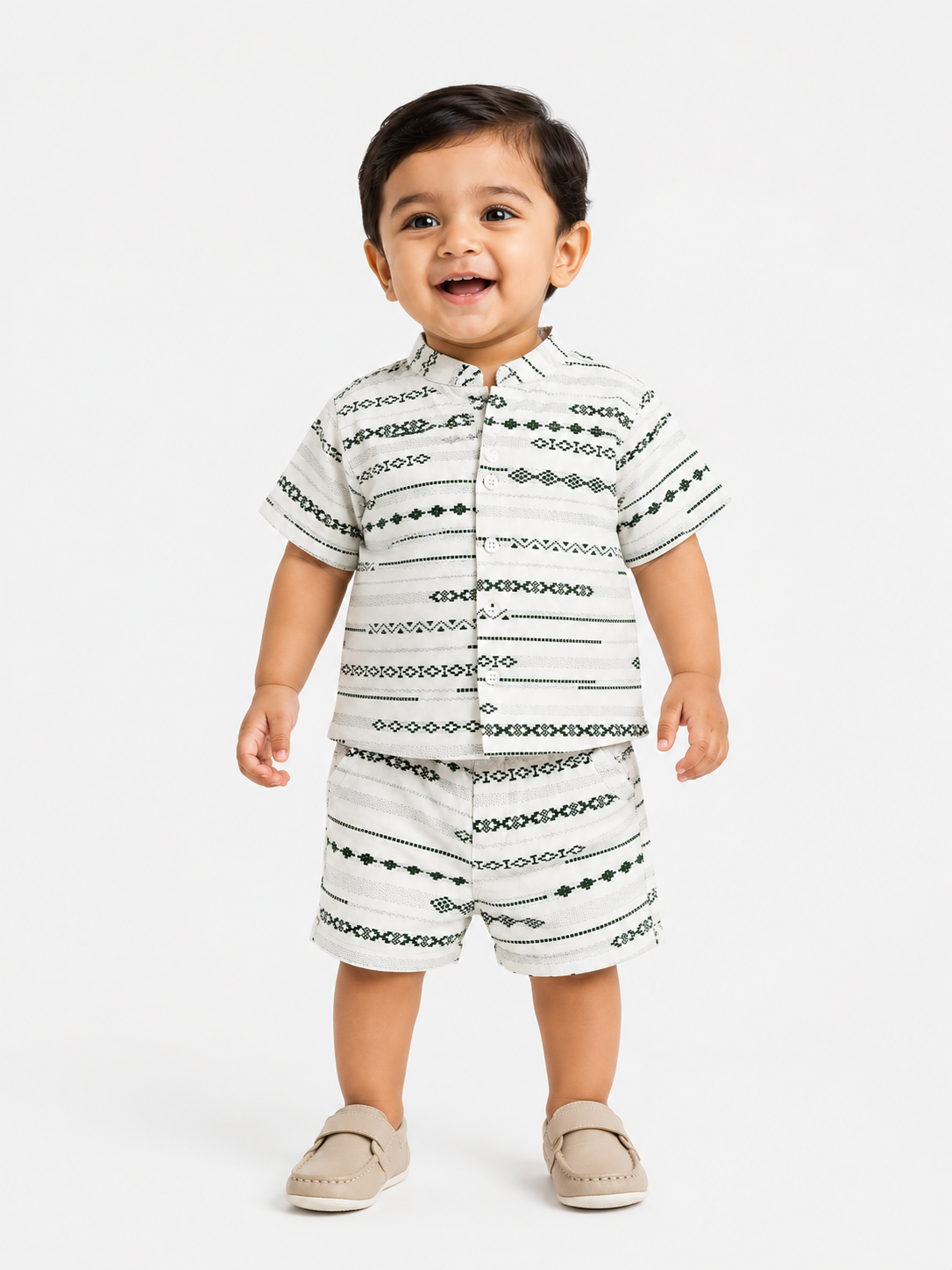 Olive Green Comfort Fit Boys Soft Cotton Clothing Set BloomUp