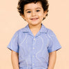 Sky Blue Abstract Print Half Sleeve Shirt for Boys – Soft Cotton Casual Summer Shirt