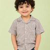 Beige Abstract Print Half Sleeve Shirt for Boys – Soft Cotton Casual Summer Shirt
