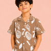 Boys Biscuit Brown Printed Shirt – Half Sleeve Casual Summer Shirt