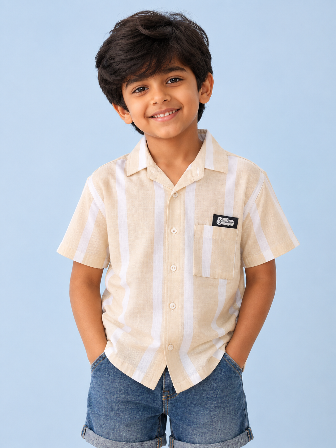 Boys Off White Short Sleeved Soft Cotton Kids Fashion Wear BloomUp