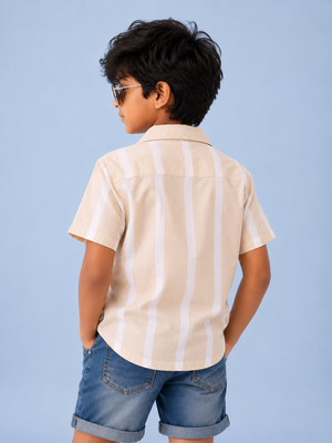 Boys Off White Short Sleeved Soft Cotton Kids Fashion Wear BloomUp