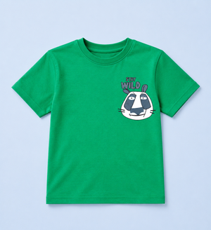 Green Stay Wild Graphic T-Shirt for Boys – Soft Cotton Summer Wear Kids Tee BloomUp