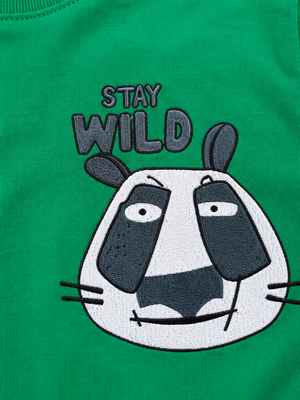 Green Stay Wild Graphic T-Shirt for Boys – Soft Cotton Summer Wear Kids Tee BloomUp