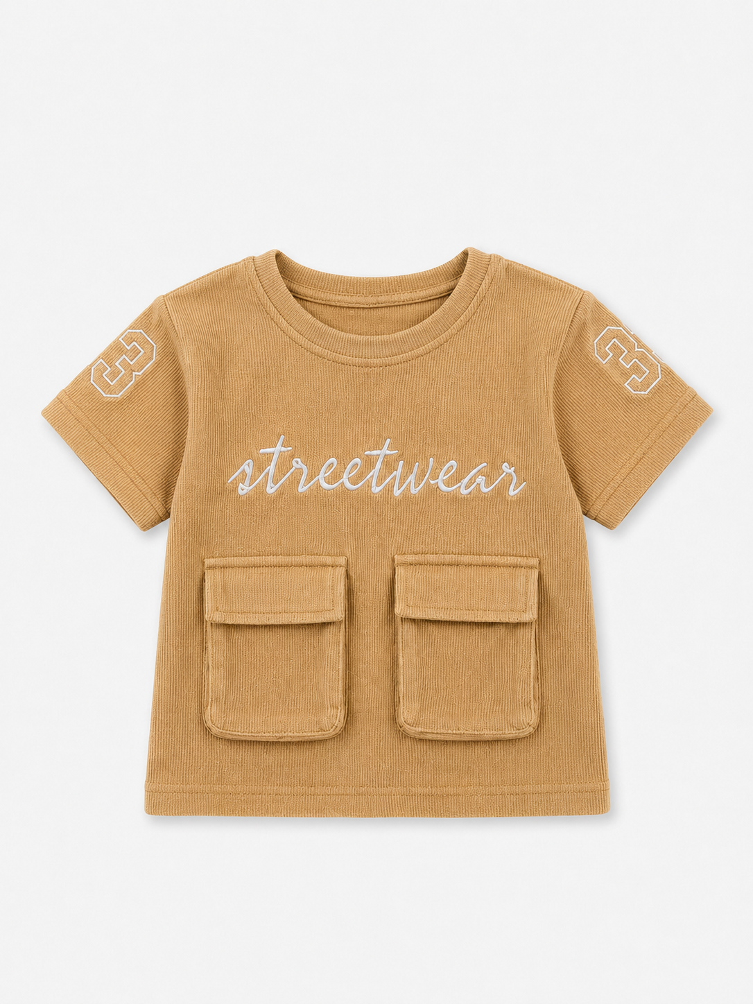 Tan Streetwear Graphic Pocket T-Shirt for Boys – Soft Cotton Casual Summer Wear BloomUp