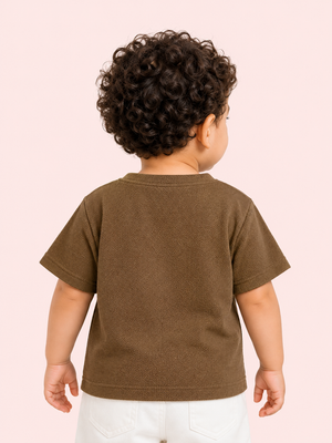 Boys Brown Soft Cotton T-Shirt Casual Fashion Kids Wear BloomUp