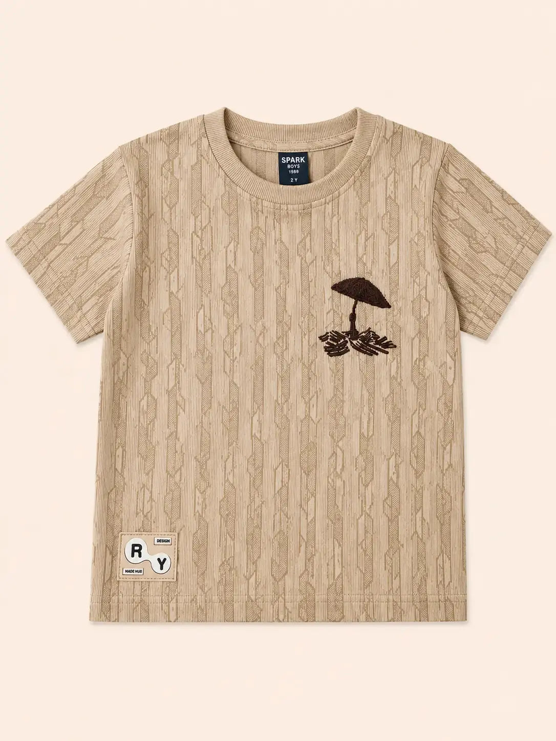 Boys Beige Soft Cotton T-Shirt Casual Fashion Kids Wear BloomUp