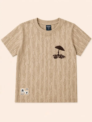 Boys Beige Soft Cotton T-Shirt Casual Fashion Kids Wear BloomUp