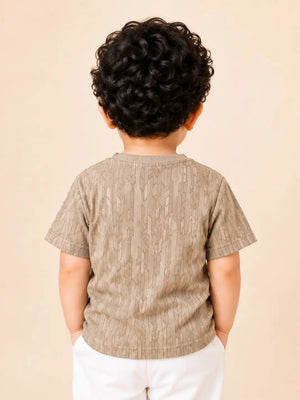 Boys Beige Soft Cotton T-Shirt Casual Fashion Kids Wear BloomUp