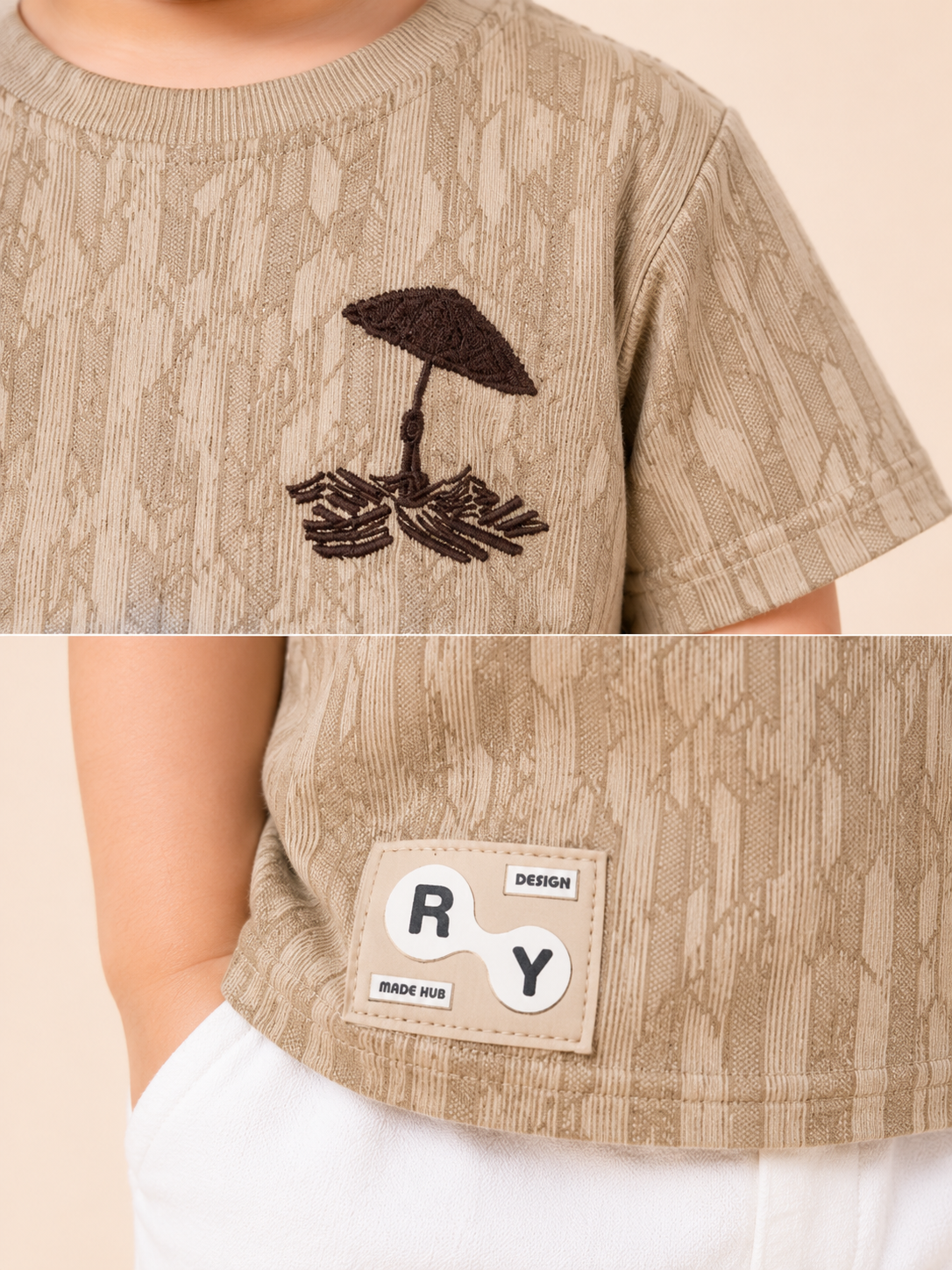 Boys Beige Soft Cotton T-Shirt Casual Fashion Kids Wear BloomUp