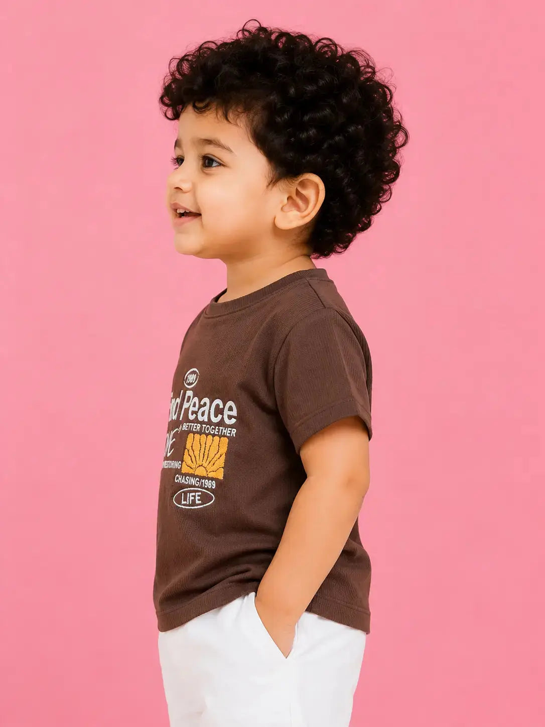 Boys Brown Soft Cotton T-Shirt Casual Fashion Kids Wear BloomUp