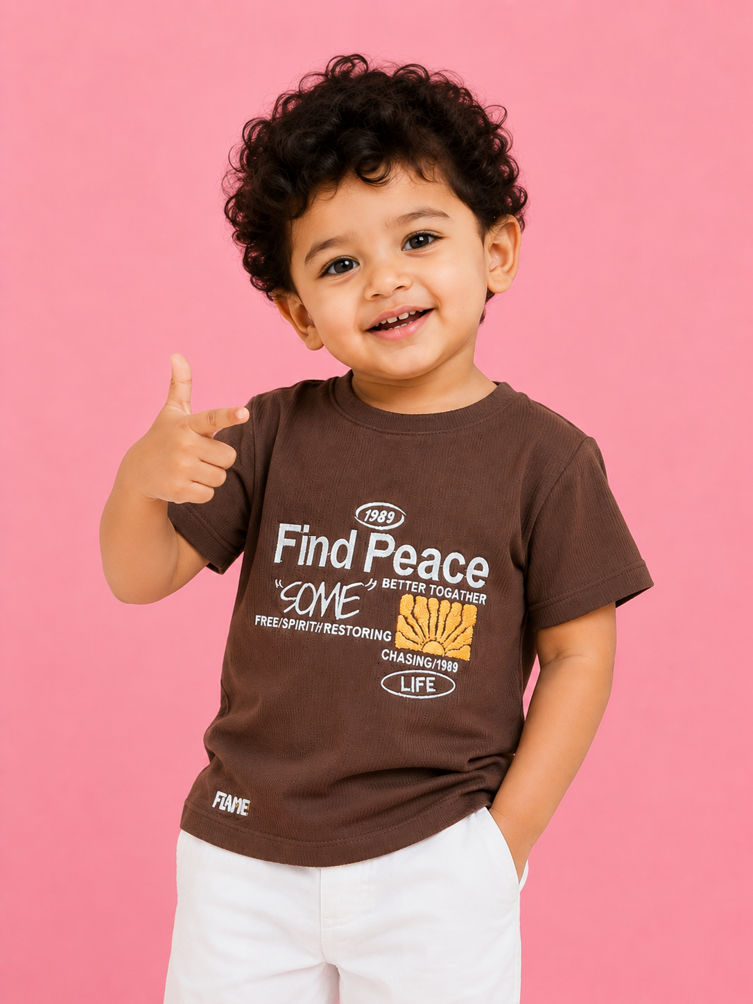Boys Brown Soft Cotton T-Shirt Casual Fashion Kids Wear BloomUp