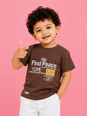 Boys Brown Soft Cotton T-Shirt Casual Fashion Kids Wear BloomUp