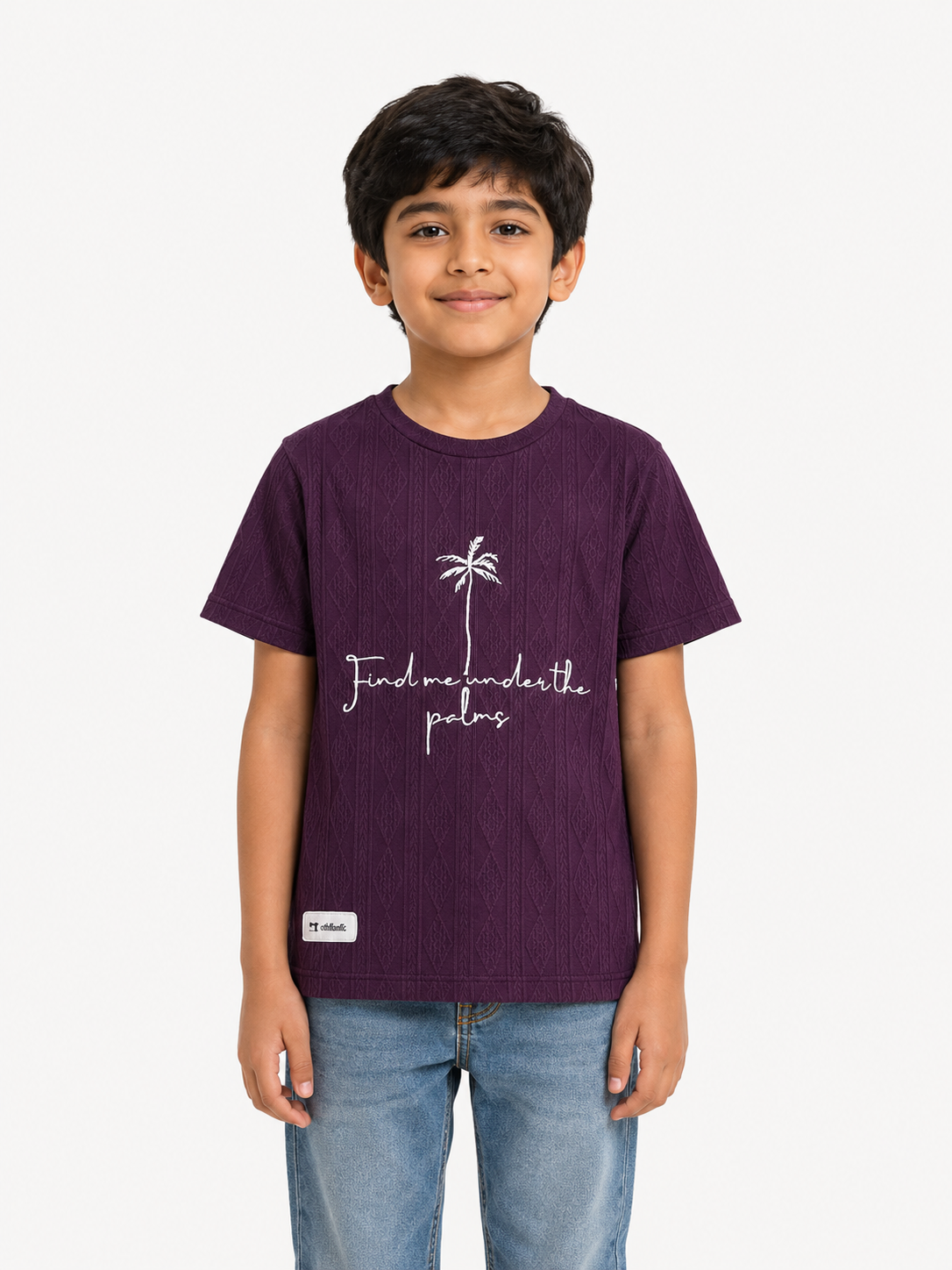 Boys Purple Printed Shirt With Soft Cotton T-Shirt BloomUp