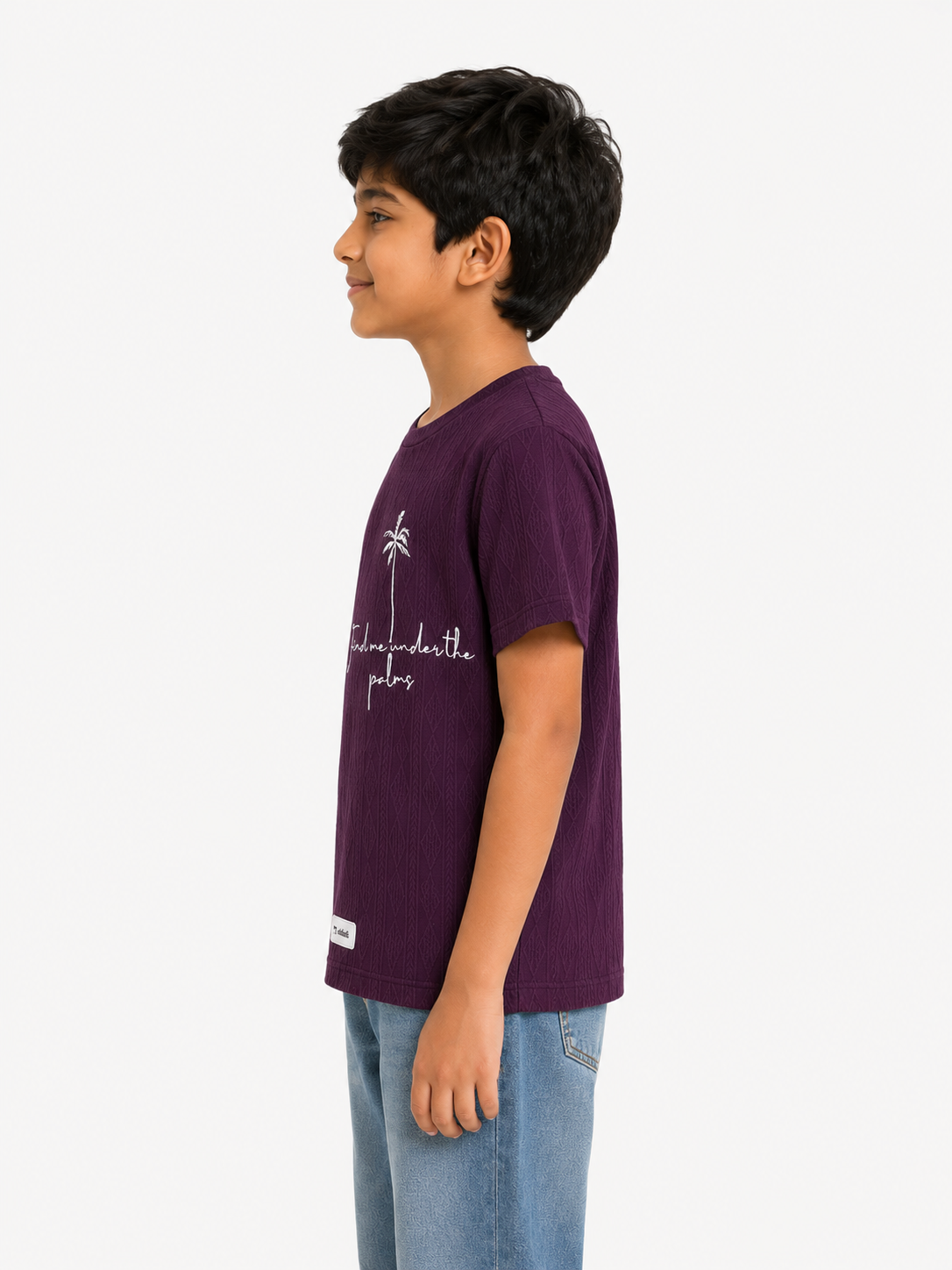 Boys Purple Printed Shirt With Soft Cotton T-Shirt BloomUp