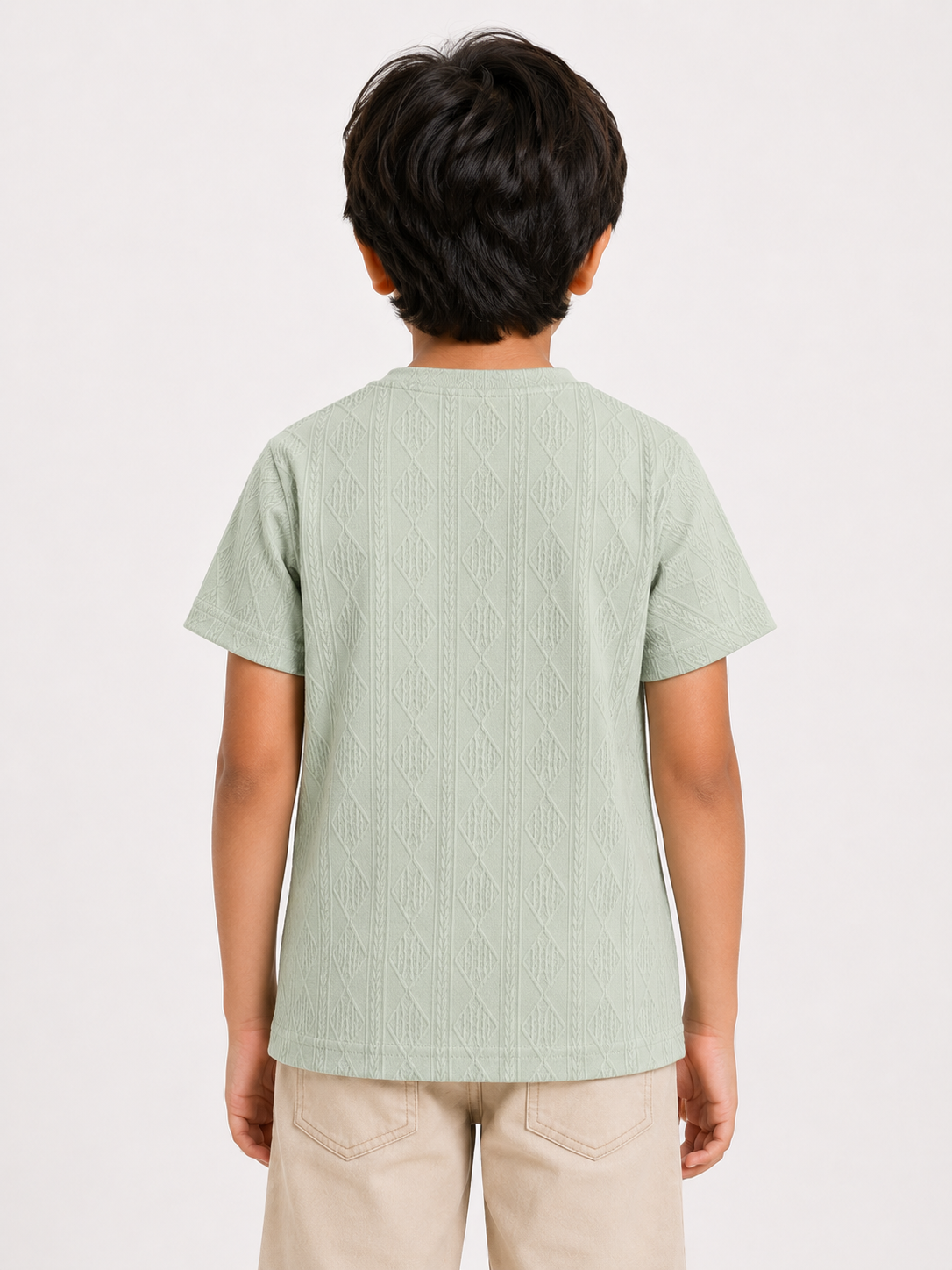 Boys Light Green Printed Shirt Soft Cotton T-Shirt BloomUp