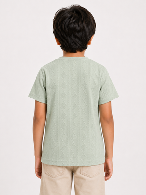 Boys Light Green Printed Shirt Soft Cotton T-Shirt BloomUp