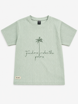 Boys Light Green Printed Shirt Soft Cotton T-Shirt BloomUp