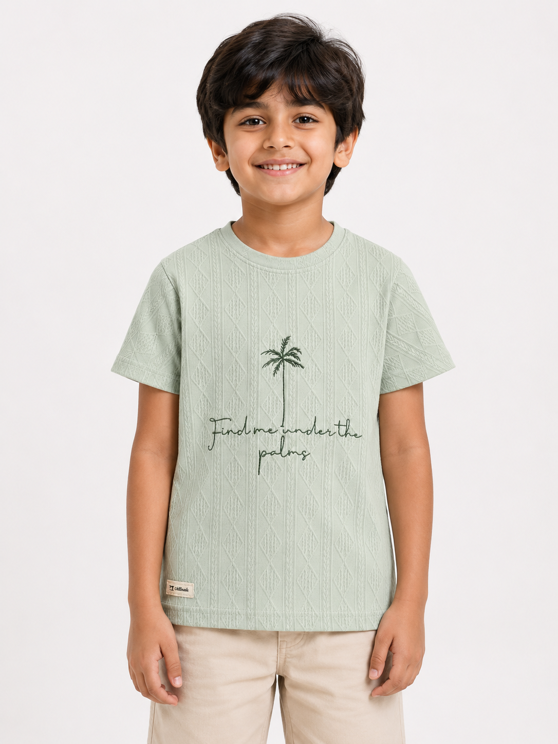 Boys Light Green Printed Shirt Soft Cotton T-Shirt BloomUp