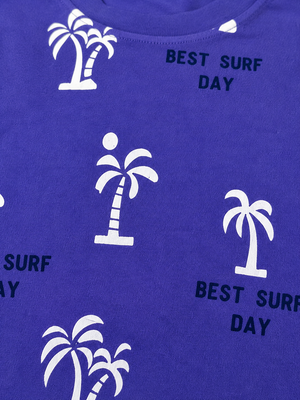 Royal Blue Palm Tree Printed T-Shirt for Boys – Soft Cotton Summer Graphic Tee BloomUp