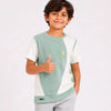 Boys Sage Green Colorblock T-Shirt – Half Sleeve Casual Summer Tee