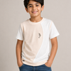 Boys Cream Colorblock T-Shirt – Half Sleeve Casual Summer Tee