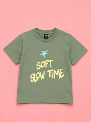 Boys Green Soft Cotton T-Shirt Casual Fashion Kids Wear BloomUp